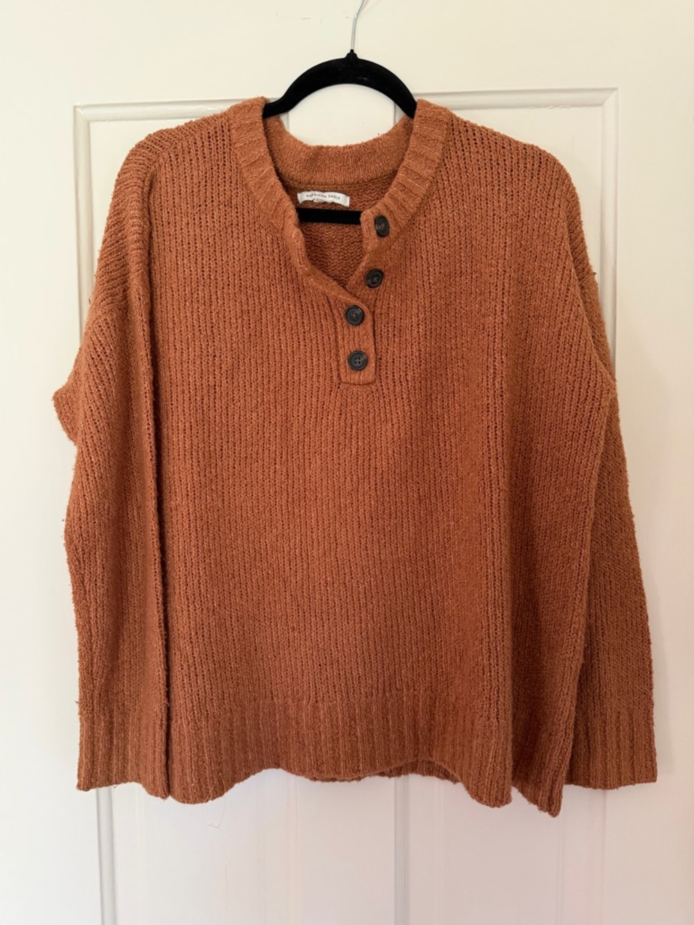 American Eagle Outfitters Rust Henley Button Knit Sweater